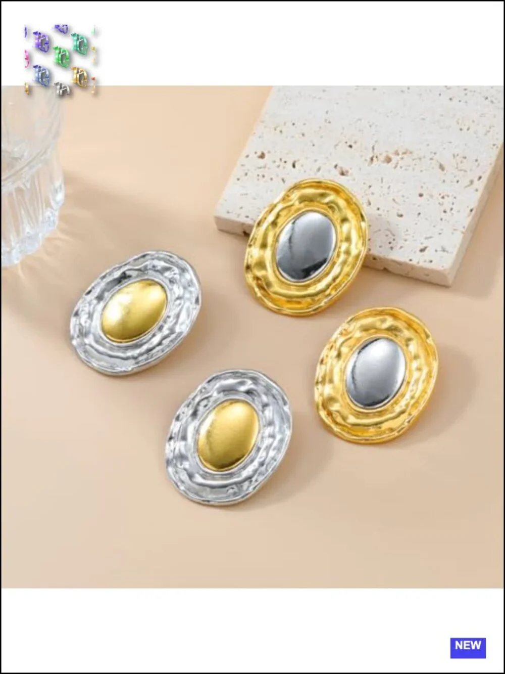 Chunky Statement Drop Dangle Earrings Oval Pebble Shape Irregular Geometric